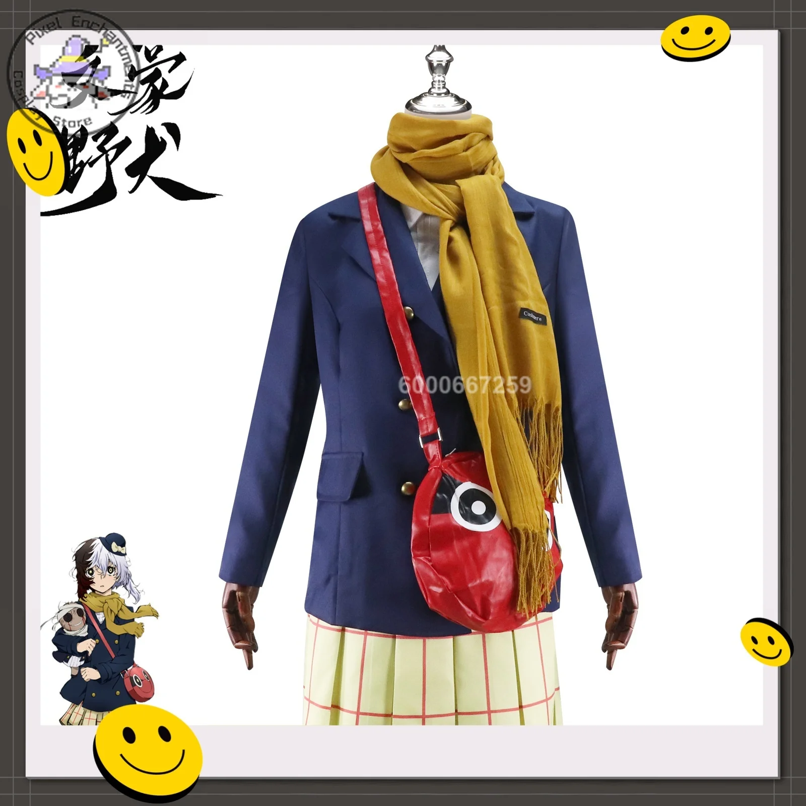 

Bungo Stray Dogs Kyuusaku Yumeno Stuffed Doll Anime Clothing Sets for Women with A Bag Included Cosplay Costume Comfortable