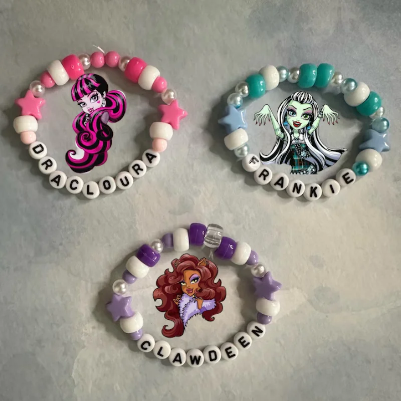 Бусины Monster High Kandi, браслет ручной работы, бусины Dracloura Frankie Clawdeen, карнавальный концертный подарок, браслет дружбы