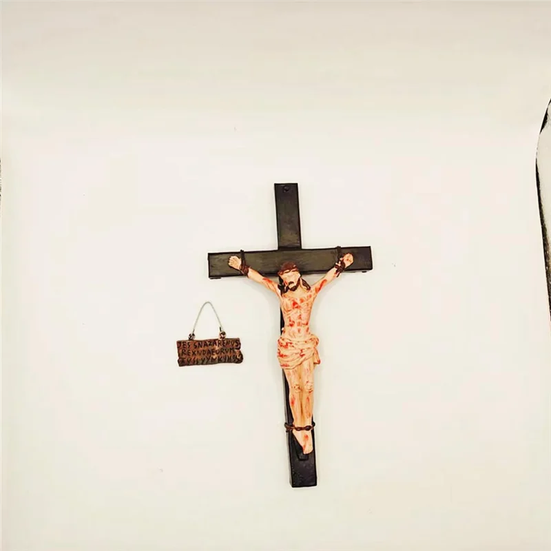 Jesus Crucifix Statue Wall Cross Hanging Decoration Jesus Christ Catholic Home Decor Religious Collection Resin Easy Install