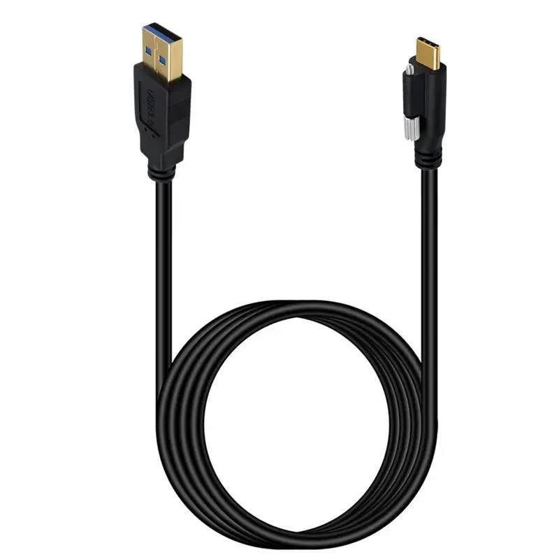 Gold Plated USB3.1 Type-C Male to USB3.0 Male Elbow With Screw Industrial Camera Lock Panel Data Connection Cable