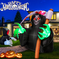 Halloween Inflatables Death God Outdoor Decorations Scary Red Eye Ghost with Built-in LEDs for Yard Garden Lawn Party Decor Prop