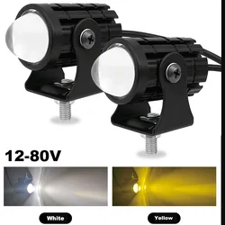 12-80V Dual Color Motorcycle LED Explorers Headlight Work Lamp Car Waterproof Fog Lamp Spotlight Headlamp Super Bright 12-80V