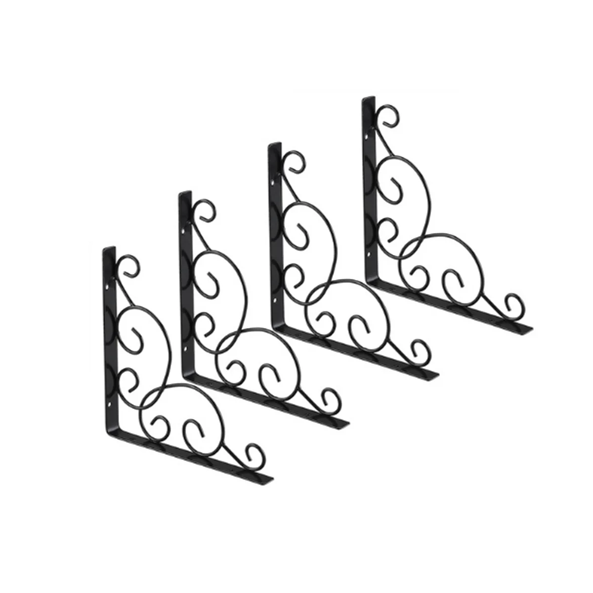 

2PCS Iron Decorative Hanging Brackets Shelf Brackets Wall Mounted Floral Shelf Brackets - Black iron brackets