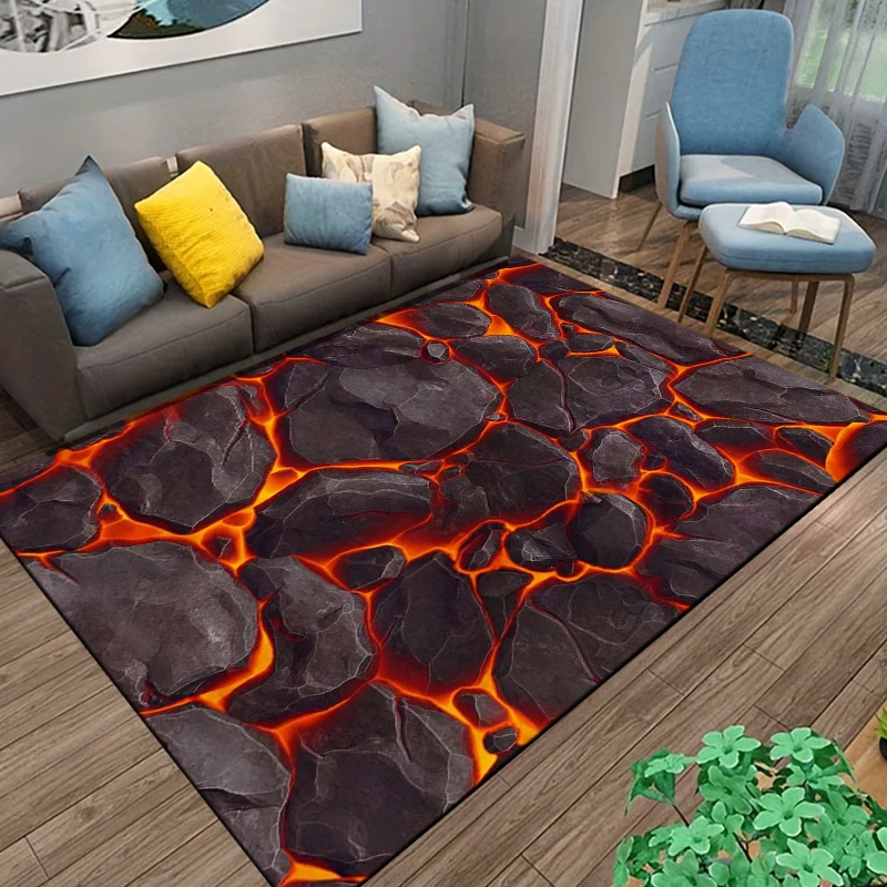 

Большой 3D коврик Volcano Lava Magma, ковер для гостиной, спальни, дивана, декоративный коврик, детский игровой нескользящий напольный коврик