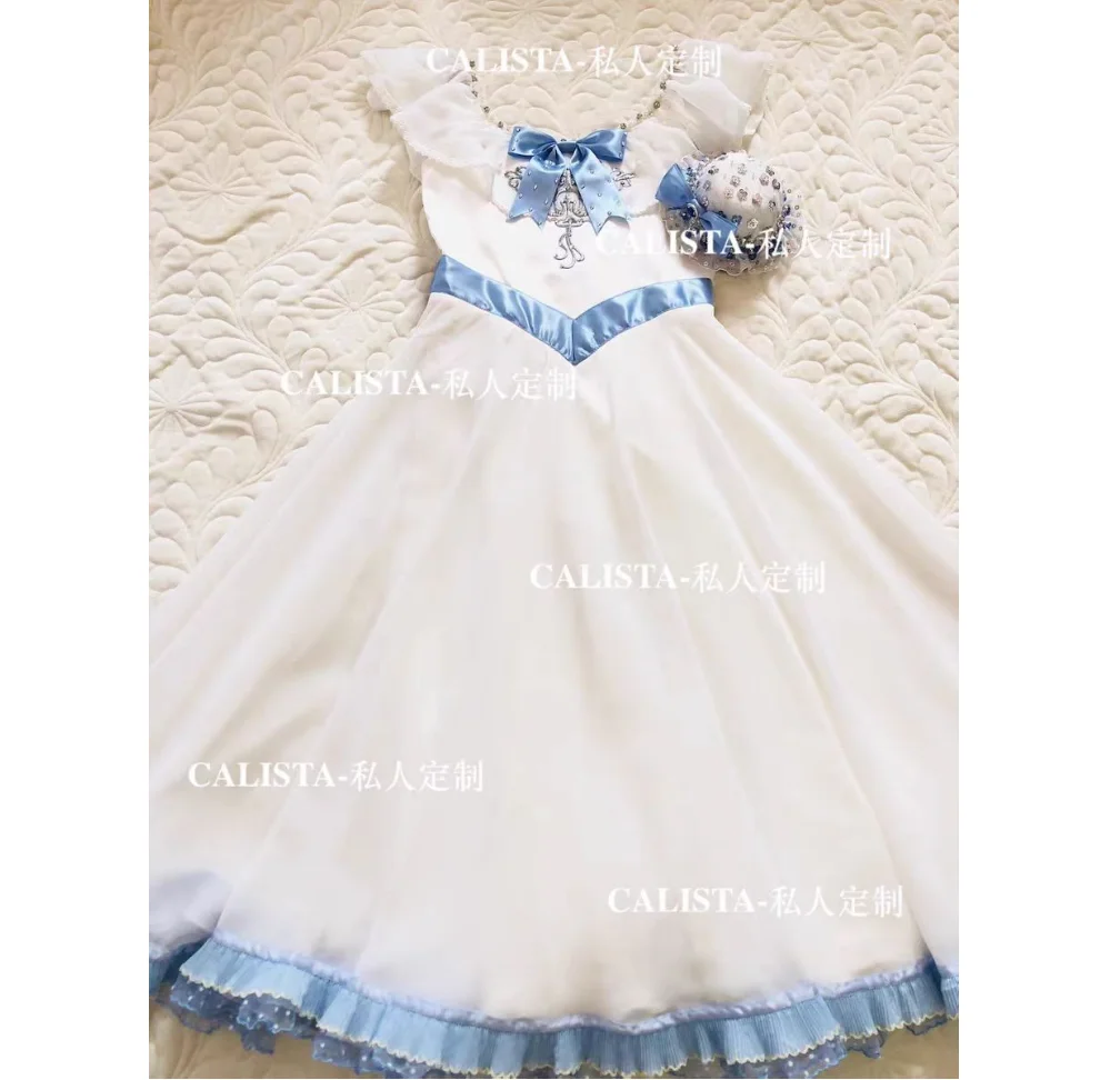 2024 PROM Variations Tutu Private custom white blue lace bow long skirt