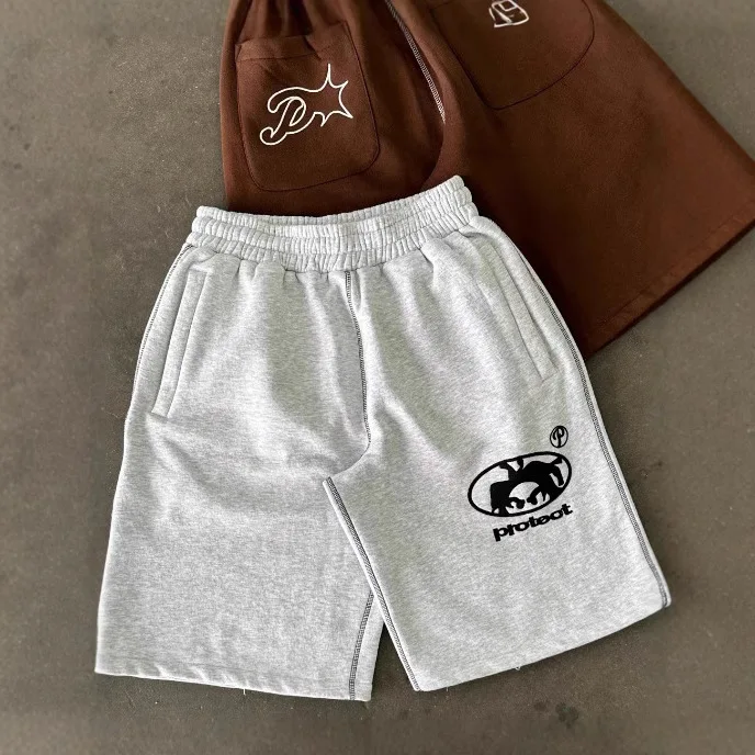 Casual bordado perna reta streetwear solto orts primavera faion proteger personali mistura de algodão juventude energia orts