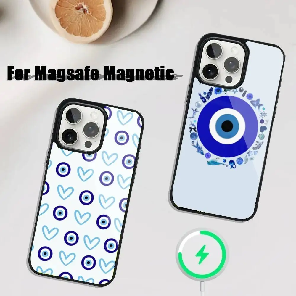 Lucky Blue Evil Eye Phone Case For iPhone 17,16,15,14,13,12,11,Pro,Max,Plus,Mini,SE4,E Magnetic Magsafe Wireless Charging