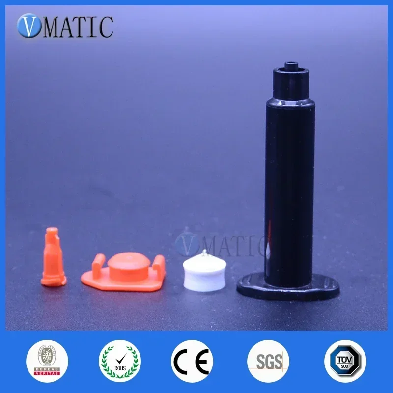 Industrial Pneumatic Dispenser 500 Sets Bulk Pack | 30ml Black Polypropylene Syringe with Tip Stopper & Piston