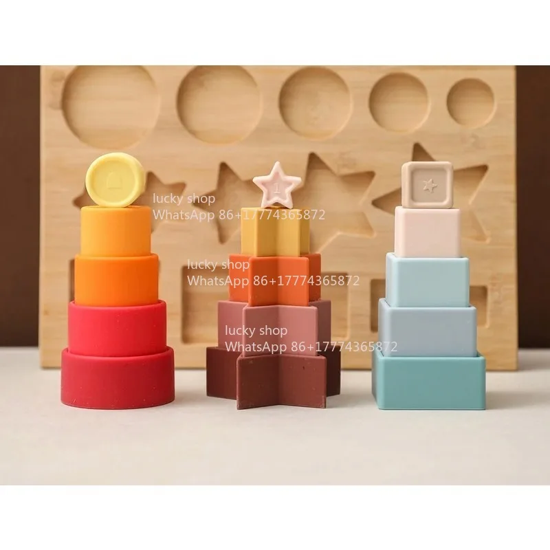 Silicone Low Toddler Baby Early Education Graphics Puzzle Three-dimensional Stacking Music Digital Puzzle Geometry