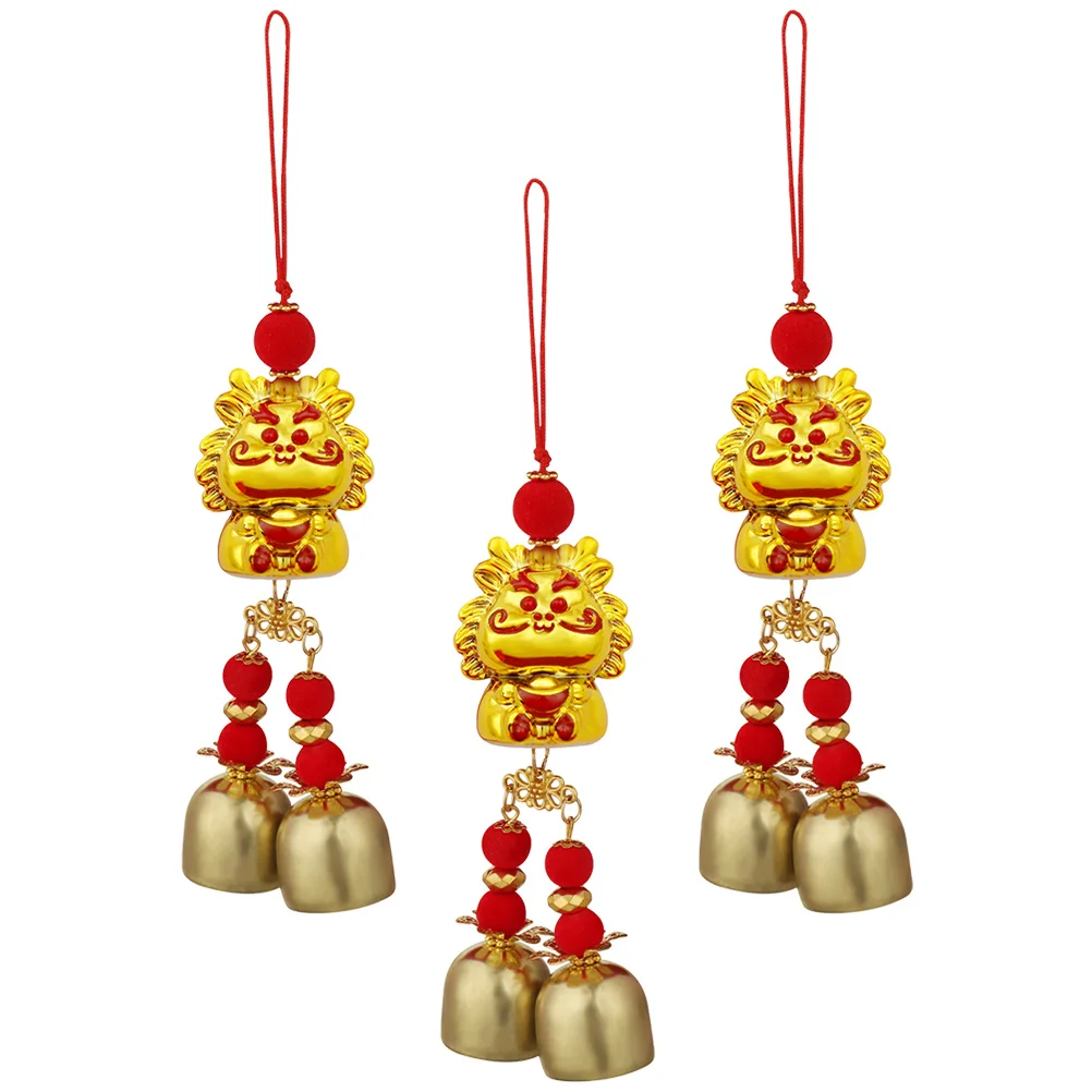 

3pcs Bell Pendant Wind Chime Hanging Ornament Chinese New Year Decor Auspicious Dragon Style for Home
