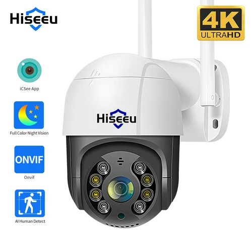 Hiseeu 4K 8MP Wifi inteligente cámara PTZ 5x Zoom Digital AI detección humana voz bidireccional cámara de protección de seguridad IP inalámbrica