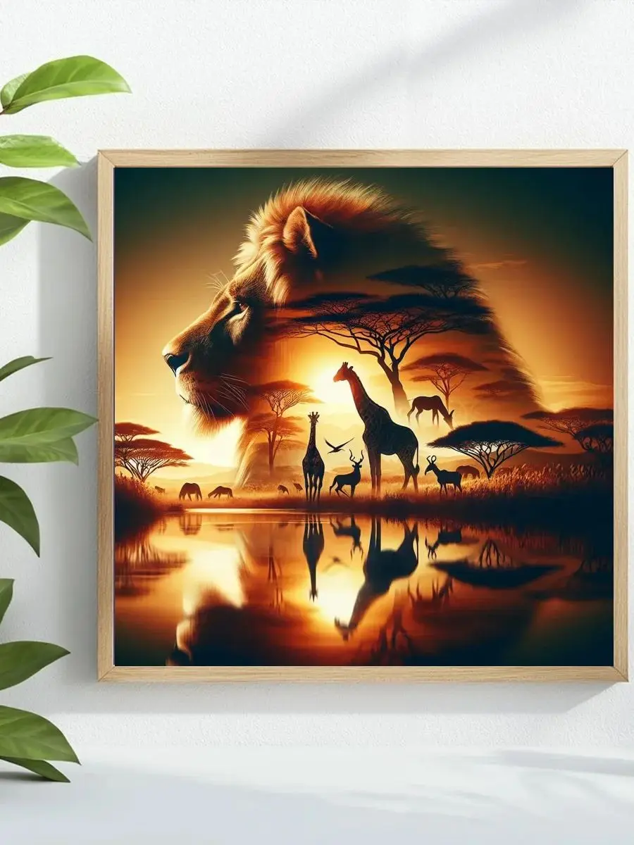 1 Stück 40x40 cm/15,74 Zoll Tierwelt Löwe Kreuzstich-Set DIY-Kit 11CT/14CT Vollstickerei als Geschenk Öko-Baumwollfaden – Detail 1