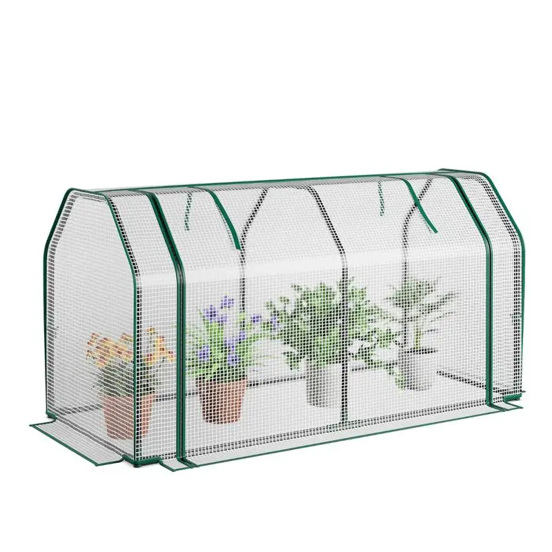 Portable Greenhouse, Metal Frame With PE Cover, Roll-Up Zippered Door For Ventilation, Ideal For Vegetable And Flower Growing In Backyard Patio, White, 121x54x61.5cm