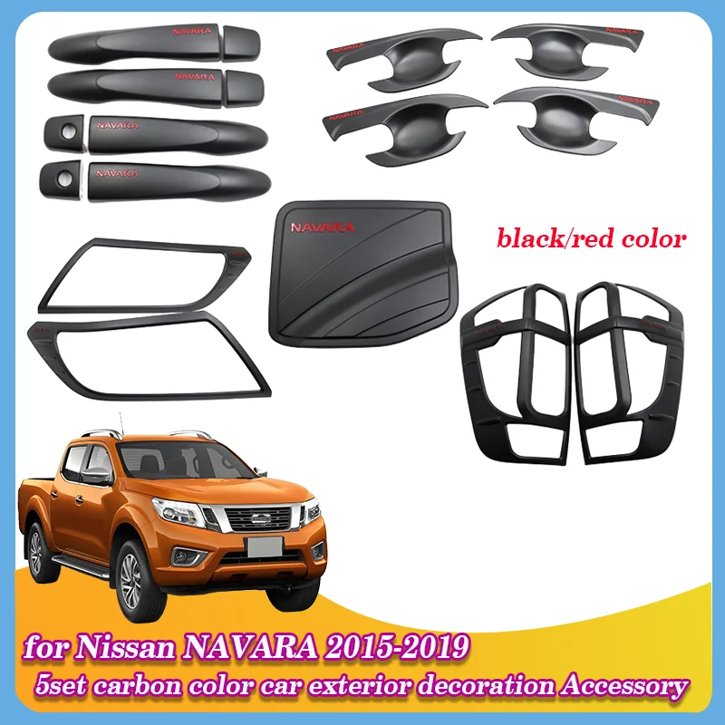 

For Nissan Navara Np300 2015-2019 Abs Plastic Black Door Handle Cover Door Bowl Cover Etc Sticker Exterior Decorative