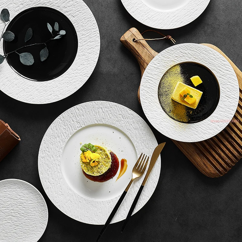 

European-style Stone Grain Western Steak Plate Restaurant Simple Staple Food Pasta Dessert Home Kitchen Set