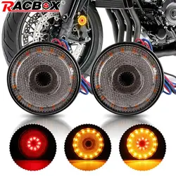 12V 2PCS Motorcycle LED Lights Mini Round Brake Stop Turn Signal Indicator Red Yellow Front Rear Tail Lamp Waterproof Universal