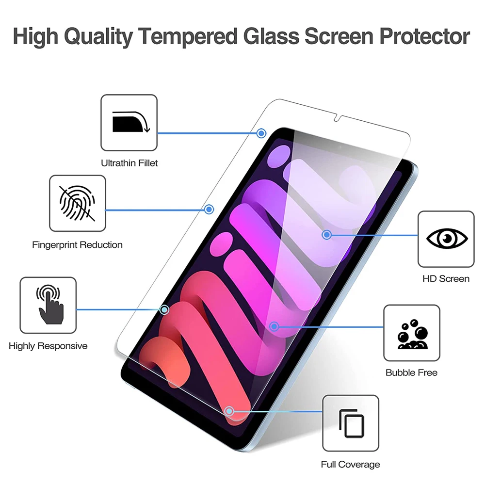 2pcs Screen Protector Tempered Glass For Apple iPad Mini 6 8.3'' 2021 mini6 6th Generation A2568 Full Coverage Tablet Film