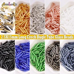 5g 2.5*15mm Long Czech Bugle Tube Glass Beads 8/0 Loose Spacer Seedbeads for Needlework Jewelry Making DIY Sewing Accessories