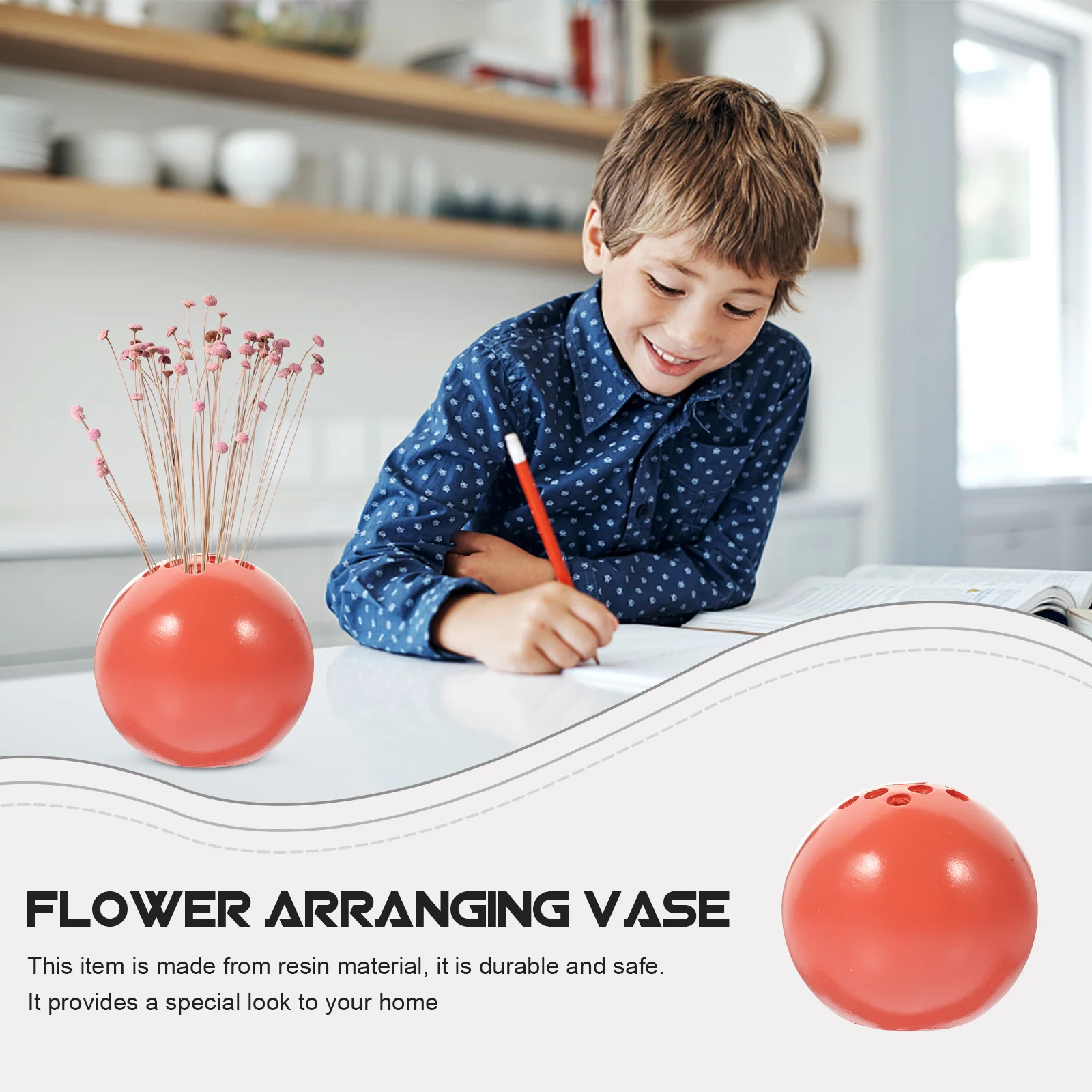 

Mini Round Resin Vase for Flower Arrangement Home Decoration Desktop Art Decorative Container Perforated Modern Table Ornament