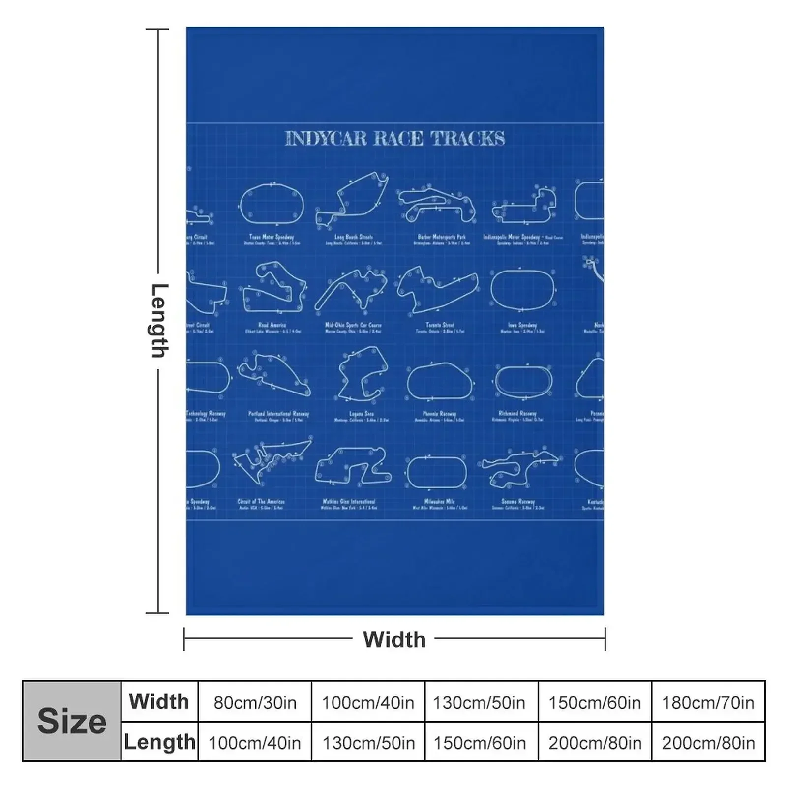 Indycar Race Tracks (Bueprint Version) Throw Blanket Thin Tourist Beach Extra Large Throw Blankets