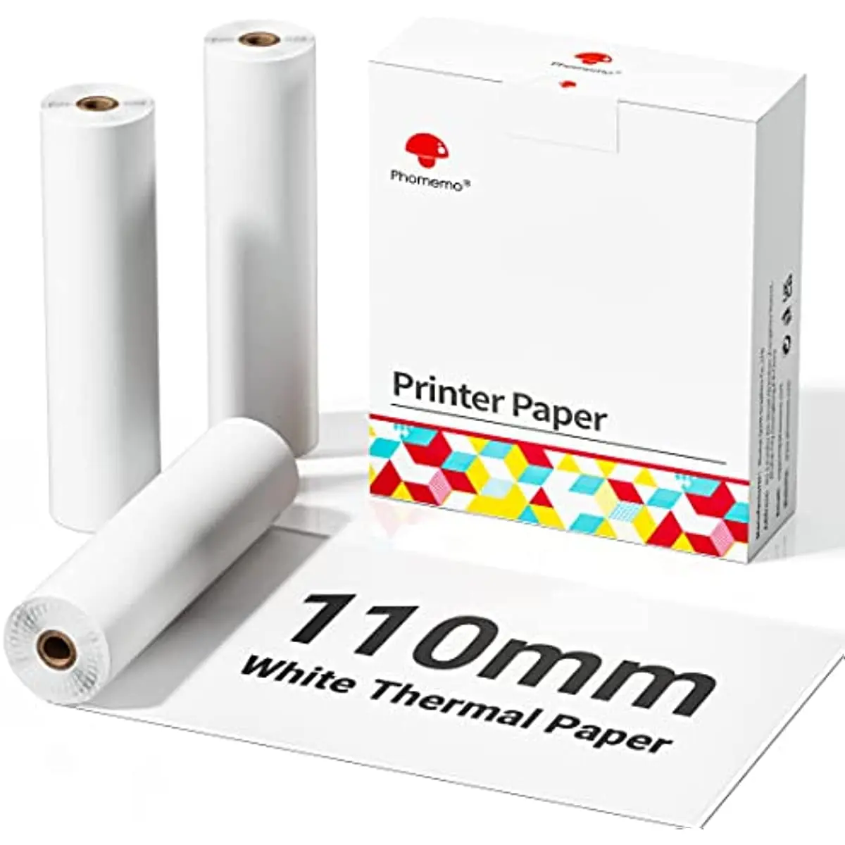 Phomemo 110mm White Non-Adhesive Thermal Paper White Thermal Paper for Phomemo M04S/M04AS Portable Thermal Printer