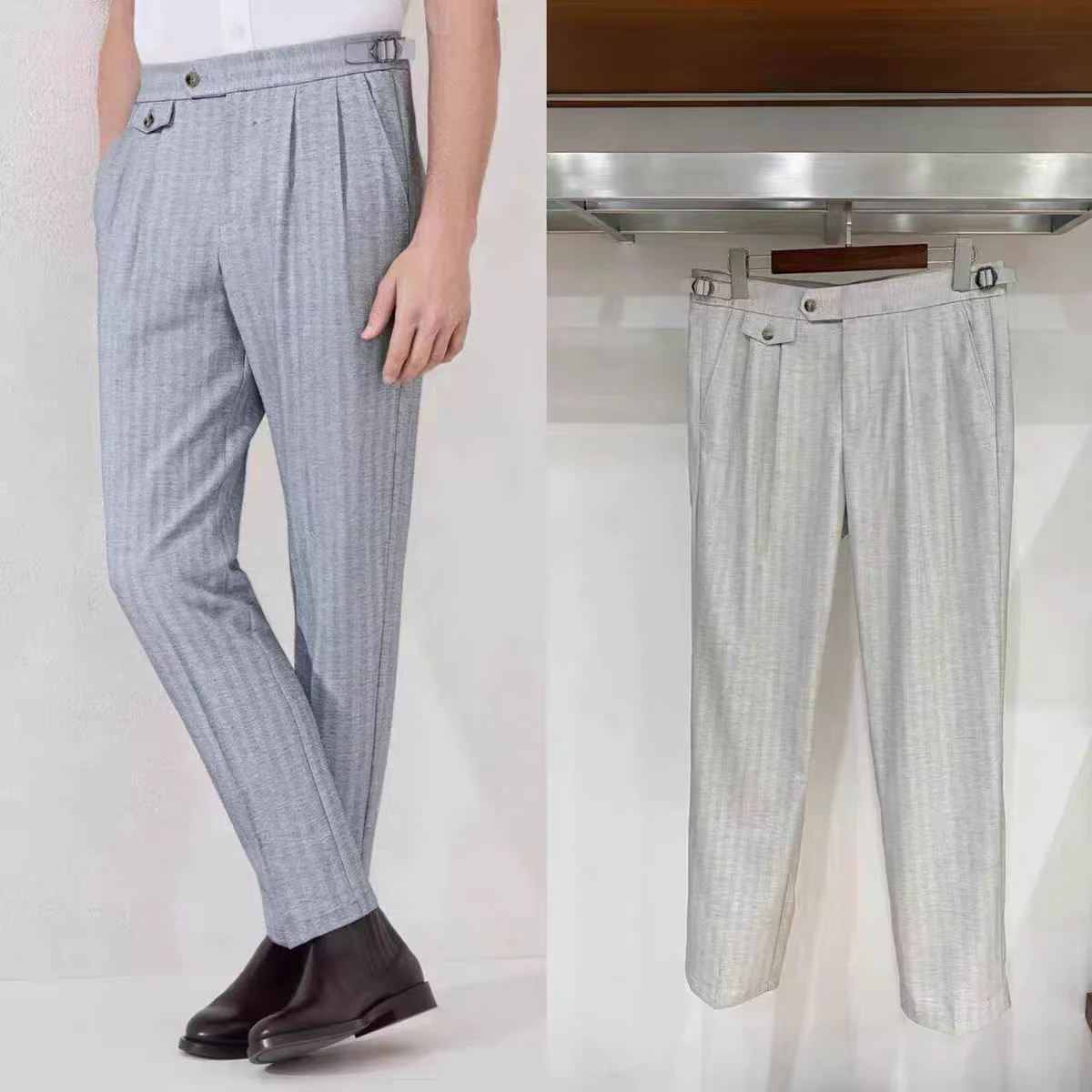 

Итальянские мужские брюки BC в стиле old money для ранней весны, деловой повседневный стиль, простые однотонные универсальные брюки для мужчин.