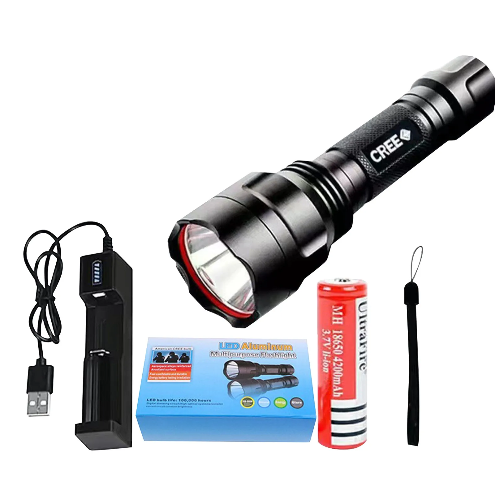 ضوء قوي شحن مصباح يدوي متعدد الوظائف فائقة السطوع طويلة المدى اطلاق النار ركوب الدراجات في الهواء الطلق المنزل إضاءة مقاومة للماء