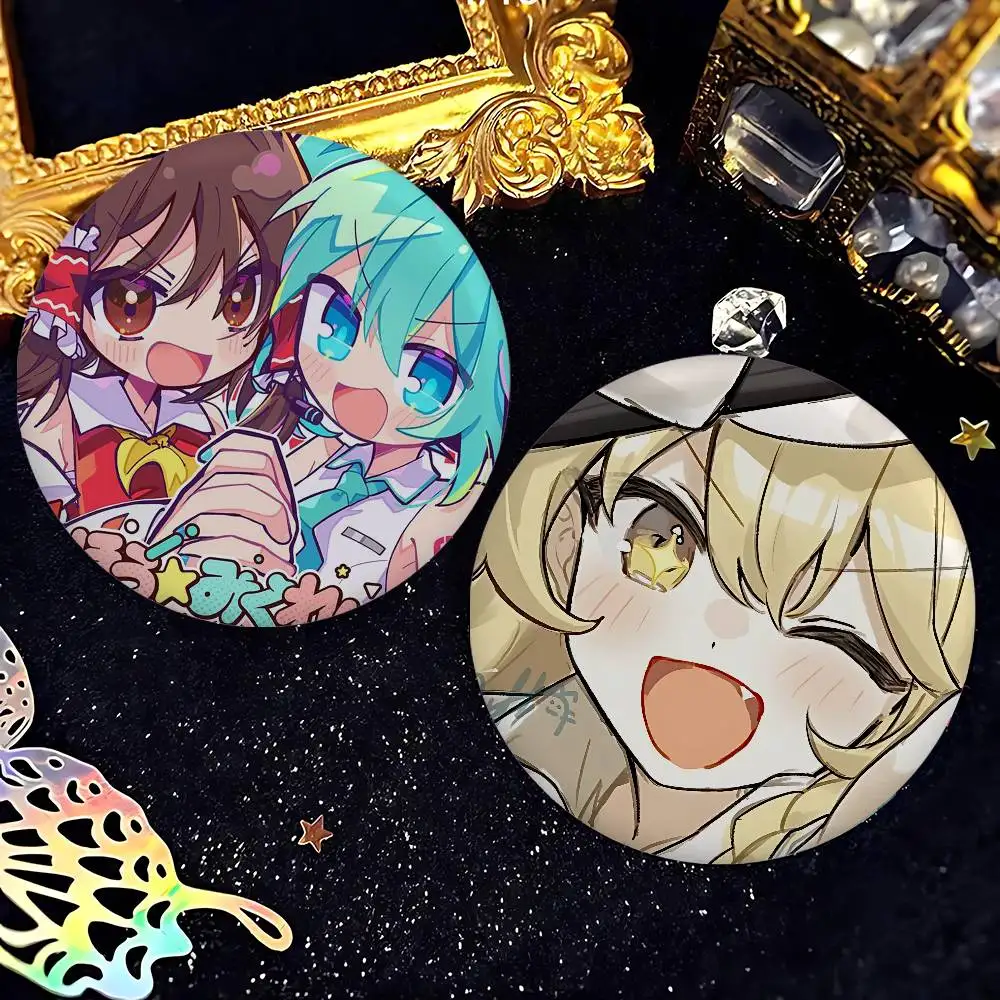 T-Touhou Project Premium Tinplate Round Lapel Pins: Cute Badge Brooches For Shoulder Bag Accessories, Souvenir Gifts