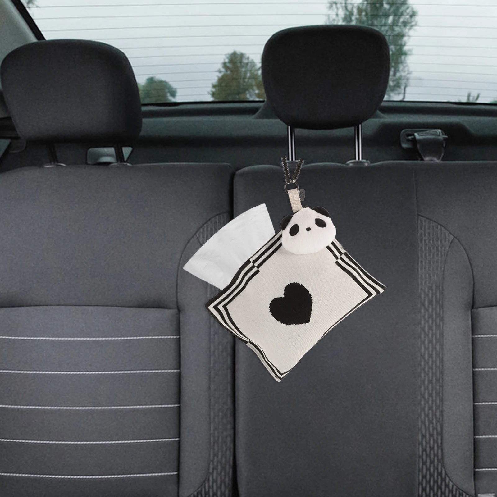 

Panda Paper Bag Portable Tissue Pocket Napkin Holder for Travel Car Tissues Organizer Knitted Hanging