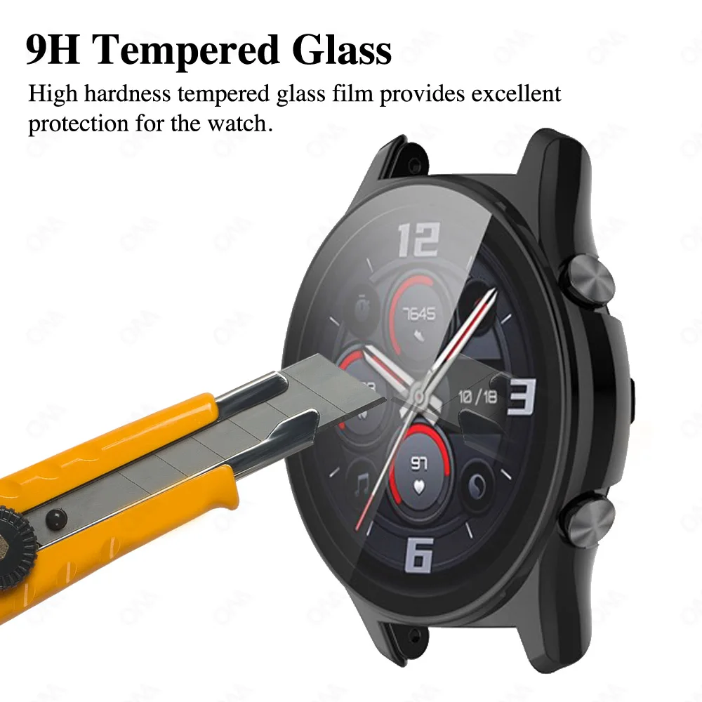 PC Hard Screen Protector Case para Huawei Honor Watch GS3 GS 3 Tampa de proteção anti-riscos com acessórios de vidro temperado