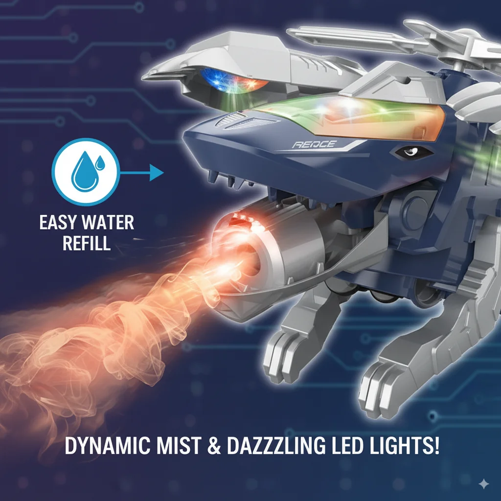Brinquedo de jato de combate de deformação elétrica com efeito de spray luz led aeronave transformável avião biônico brinquedo interativo criativo