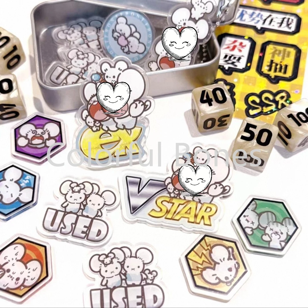 ポケモン-ptcg-ダメージインジケーターセット-マウスホールドテーマダイス-vstar-マーカー-ex-ボードゲームアクセサリー-ポケモンプレーヤーとファン向け