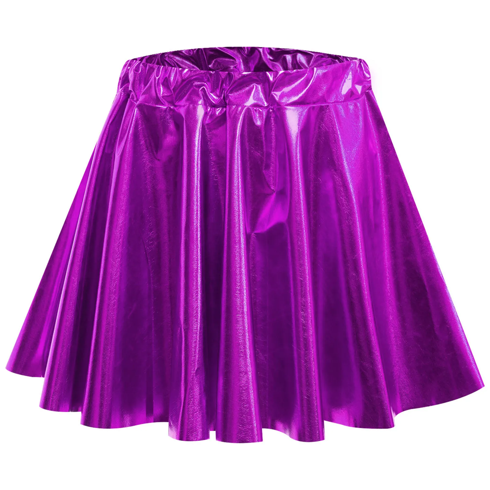 

Shiny Pleated Skirt Girl High Waist A-line Micro Skirts Shiny Bronzing Cloth Style Elastic Waistband Dance Performance Skirts