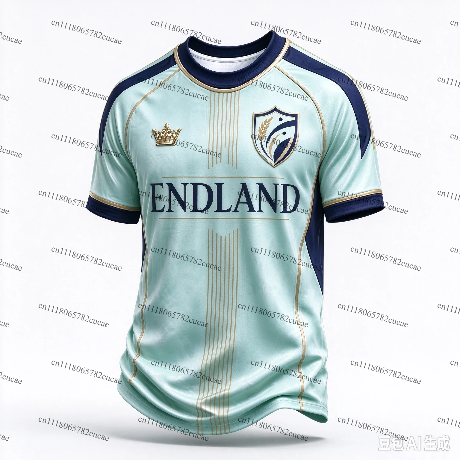 England Light Luxury Retro Fan Jersey, Cream Contrast Navy Gold Trim Tee, Quick Dry Fabric Training T-shirt Multiple Colors