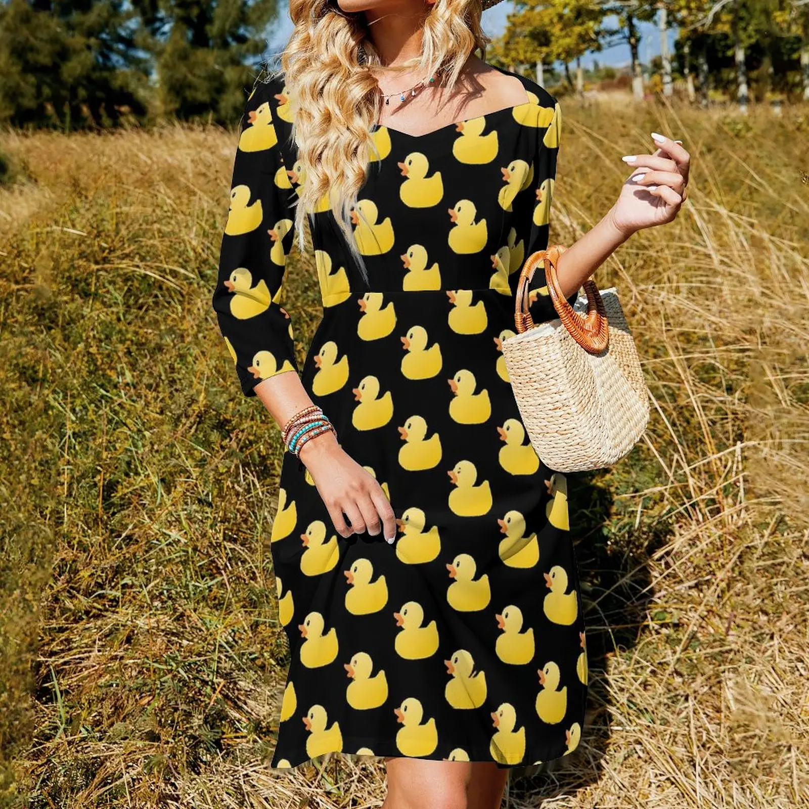 Cute Rubber Ducks Dress Summer Sexy Animal Print Elegant Dresses Womens Streetwear Big Size Casual Dress Gift