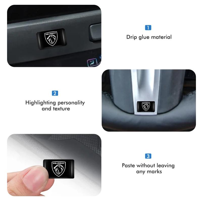 Car Self-Adhesive Square Drip Adhesive Personalized Stickers For Peugeot 2008 3008 307 308 206 207 208 407 508 5008 106 107