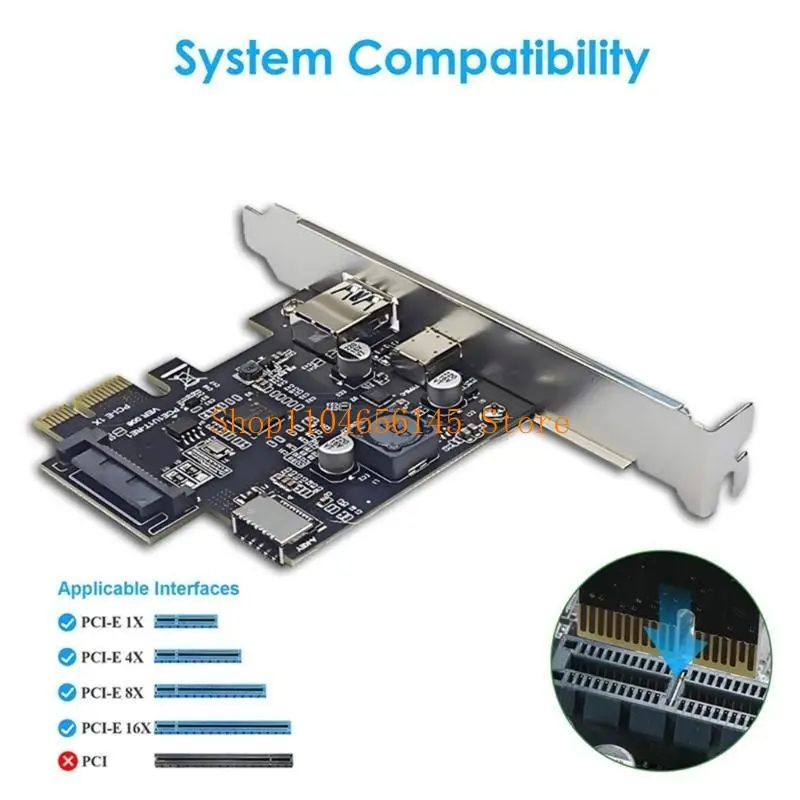 652F USB 3.2 Gen1 PCIE Expansion Card, 3 Port USB PCIE 5Gbps Adapter for PCIe Desktops Easy Installation