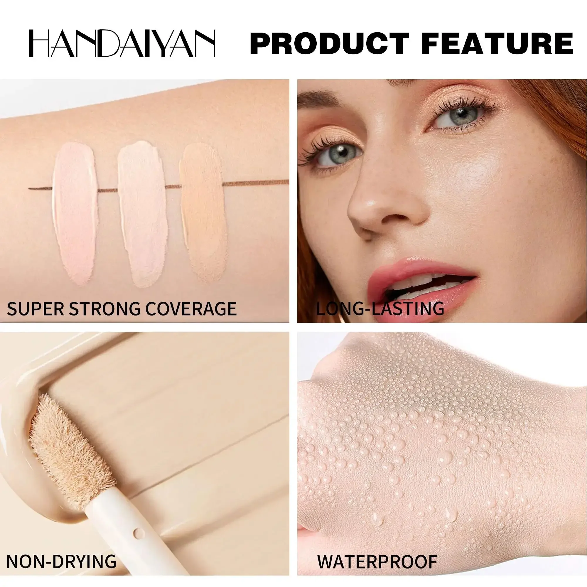 8가지 색상 리퀴드 컨실러 고커버리지 방수 롱래스팅 비건 커버 여드름 다크서클 파운데이션 메이크업 코렉터