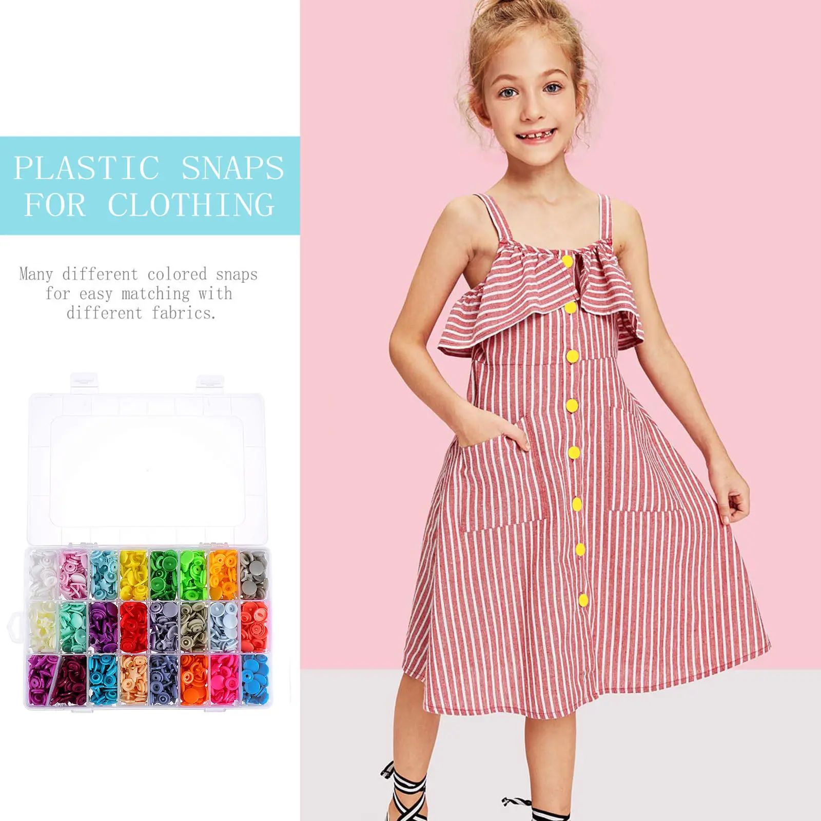 360Sets Colorful Resin Snap Fastener Buttons Five-Point Star for Clothing Cloth Diapers DIY Kit Complete Sets