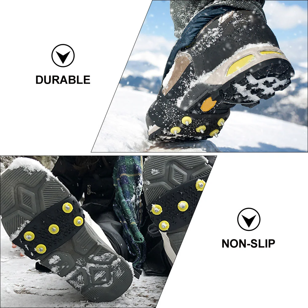 2 Pairs Non-slip Shoe Covers Black Hiking Shoes Kids Gripper Spikes for Crampons Child