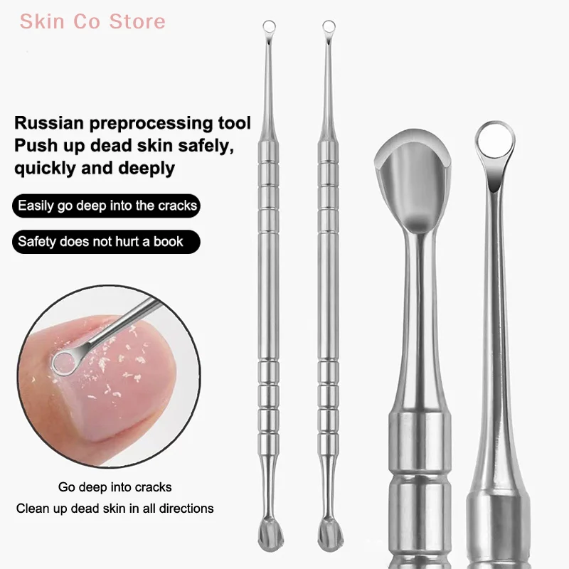 [CO]Double-Headed Cuticle Preposed Remover Nail Pusher Clean Dead Skin Circle Bevel Shovel Manicure Exfoliation Tool[CO]