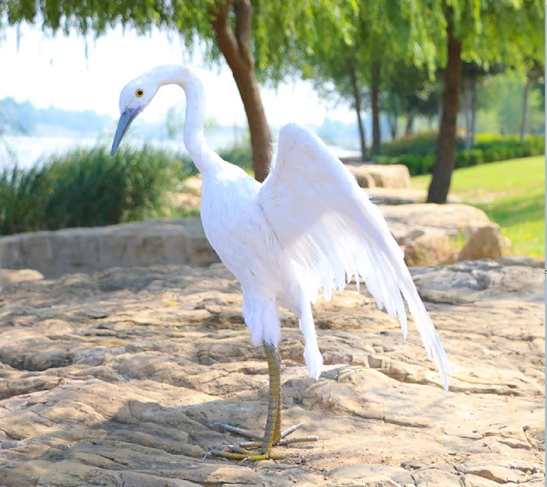 new simulation Egret model foam&feather handicraft wings Egret bird garden decoration about 55x70cm xf2923