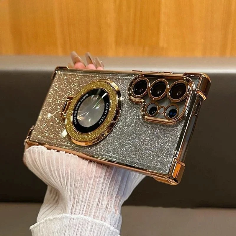 حافظة فاخرة متدرجة لامعة لهاتف سامسونج جالاكسي S25 FE Edge S24 S23 S22 Plus Ultra A17 07 56 36 16 غطاء متين مطلي #1