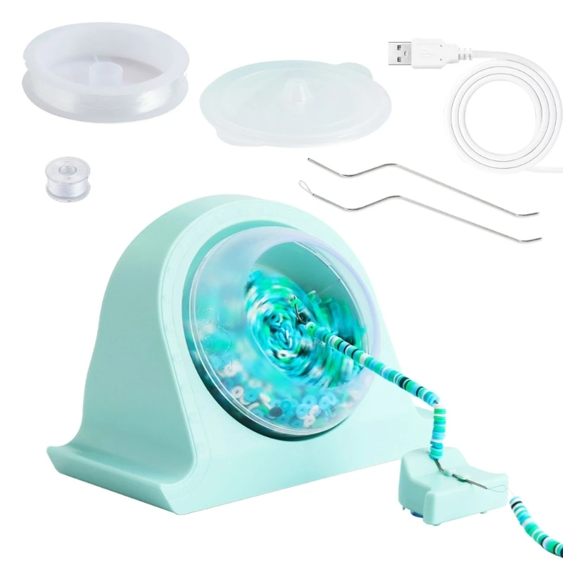 ZB91 Bead Stringing Bowl Set Adjustable Speed Bead Threading Device Electric Beads Spinner Tool Automatic Bracelet Maker