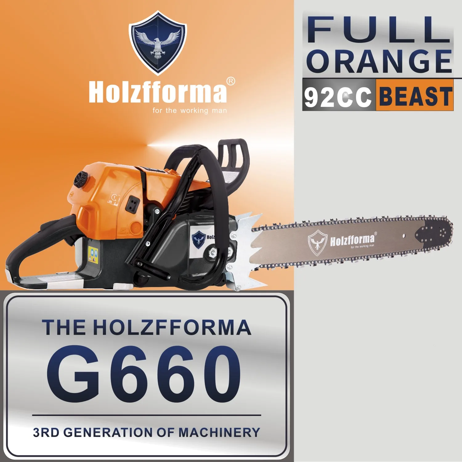 Farmertec 92cc Holzfforma® G660 Chain Saw Power Head Without Bar and Chain Top Quality All parts are MS660 066 Chainsaw