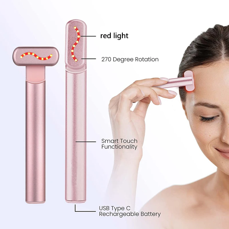 EMS Microcurrent Face Lifting Device Red Light Therapy Facial Wand Eye Neck Massager Skin Tightening Anti Wrinkle Beauty Tool