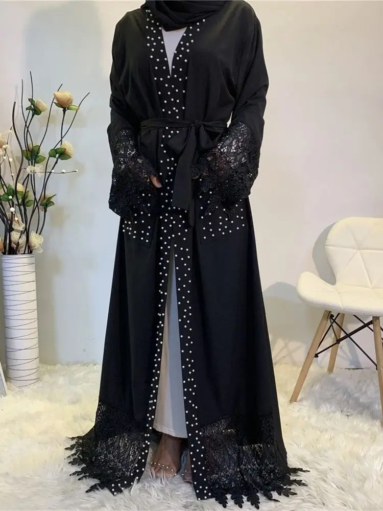 Ramadan Eid Black Kimono Abaya Damen Islam Prayer Clothes Women Muslim Dress Kebaya Kaftan Robe Musulmane Caftan Marocain Femme