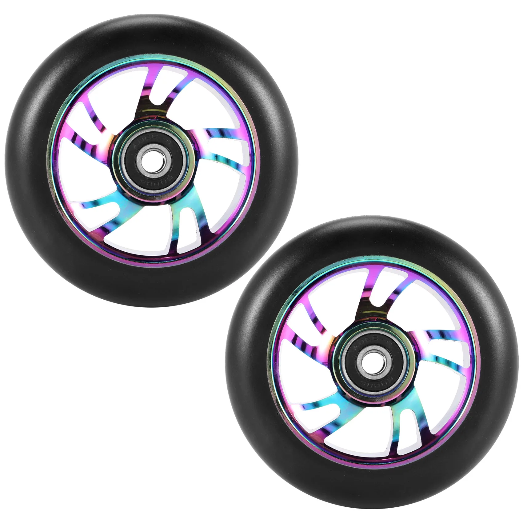 2 Pcs 100Mm Scooter Replacement Wheels with Bearing Stunt Scooter Pu Wheels for Rocking Cars, Extreme Cars, Scooters