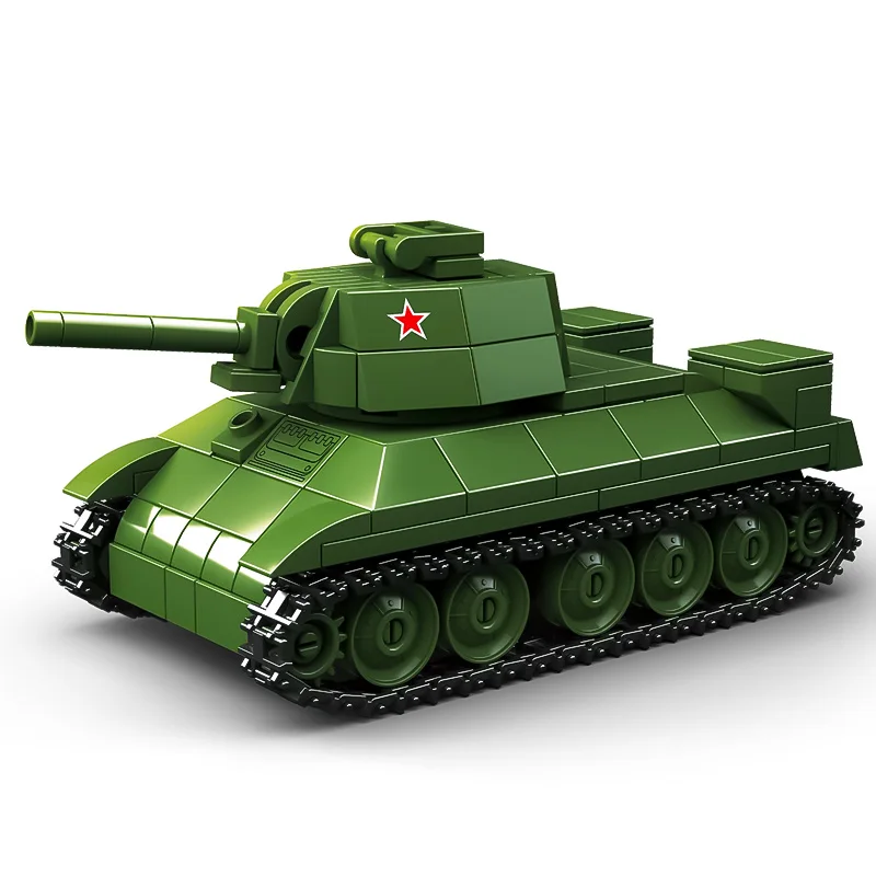T-34/76 ถังขนาดเล็กอนุภาคประกอบบล็อกอาคาร Sherman ติดตามรถหุ้มเกราะเด็กปริศนาของเล่น
