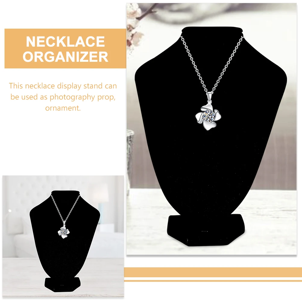 

Necklace Display Holder Stand Jewelry Bust Rack Showcase Black Organizers Travel